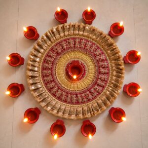 handcrafted diya rangoli centerpiece decor set – festive table & floor accent